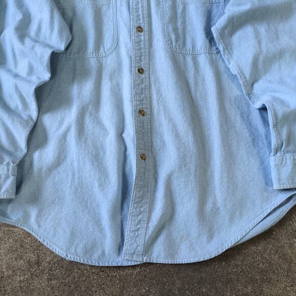 Vintage Adirondack Chambray Denim Shirt Mens XL Blue Savile Row Utility Outdoors - Picture 3 of 8